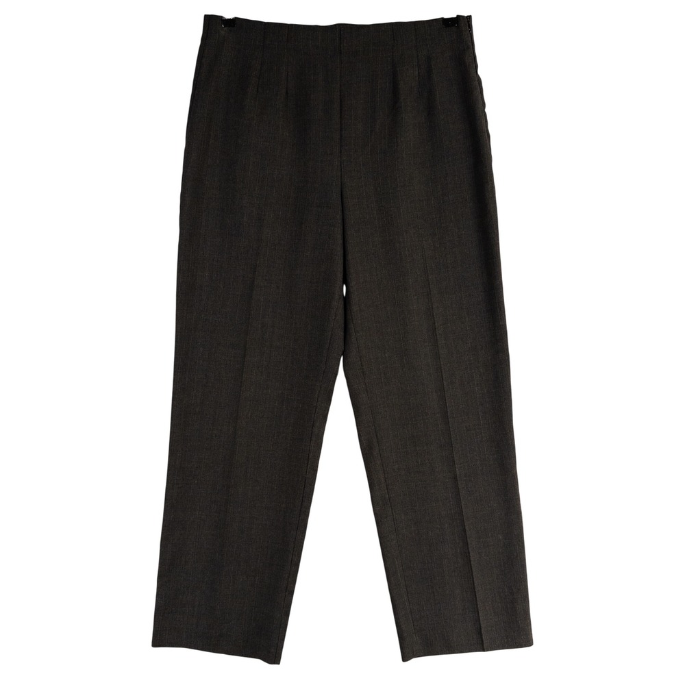 Chico's Design Pants Sz 2 US Large Charcoal Pinstripe Straight Leg Office Career